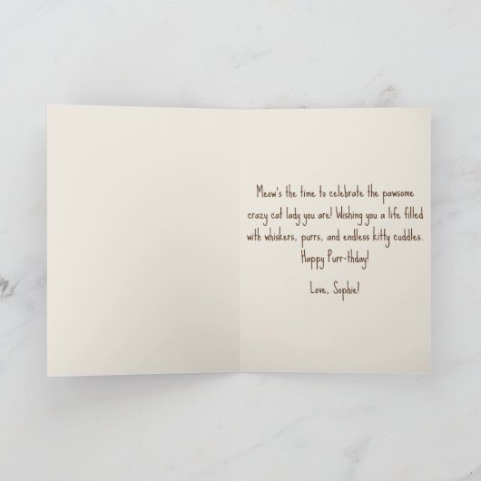 フェラルキャッツのプリンセスおもしろい猫好き誕生日 カード (内部)