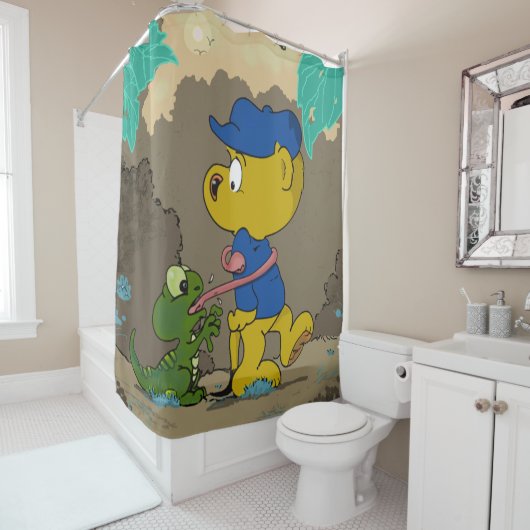 フェラルドとベビー・リザード シャワーカーテン (インサイチュ)
