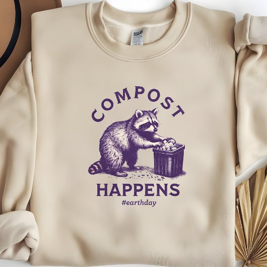 フェラルRacoon地球の日、堆肥が起こる、地球の時間 スウェットシャツ