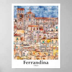 フェランディーナイタリア旅行水の色の手描き ポスター