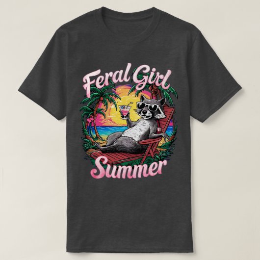 フェラーガール夏のアライグマ Tシャツ (デザイン正面)
