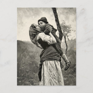 フェラーグティラブマザーソンチャイルドキスヴィンテージアート ポストカード