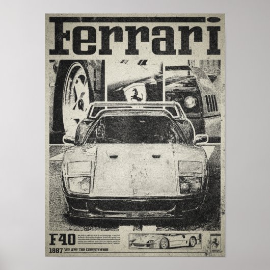 フェラーリF40ヴィンテージポスター ポスター (正面)