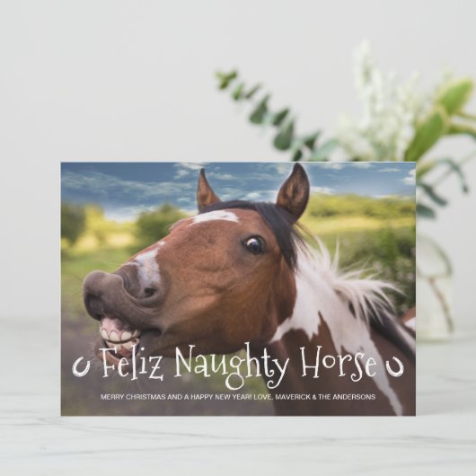 フェリいけなスパーソナライズされた馬のおもしろいペット写真 シーズンカード (スタンド正面)