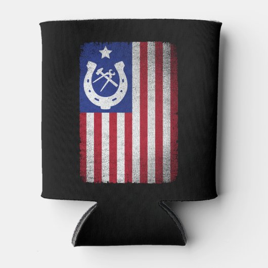 フェリアアメリカ国旗の馬蹄型馬 缶クーラー (正面)