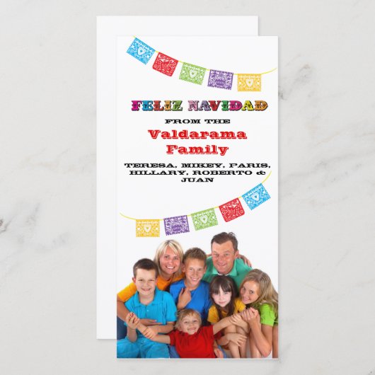 フェリカラフルズ・ナビダッドのバナー付き写真カード シーズンカード (正面/裏面)