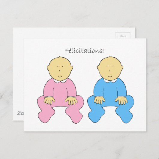 フェリシティフランスのズツインズボーイアンドガール ポストカード (正面/裏面)