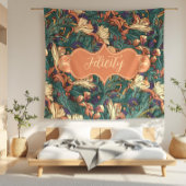 フェリシティヴィンテージピーチフローラアールヌーボー フリースブランケット