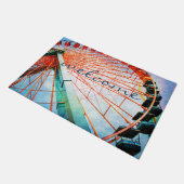 フェリスカラフルはっきりしたホイール写真ウェルカムスクリプト ドアマット (アングル)