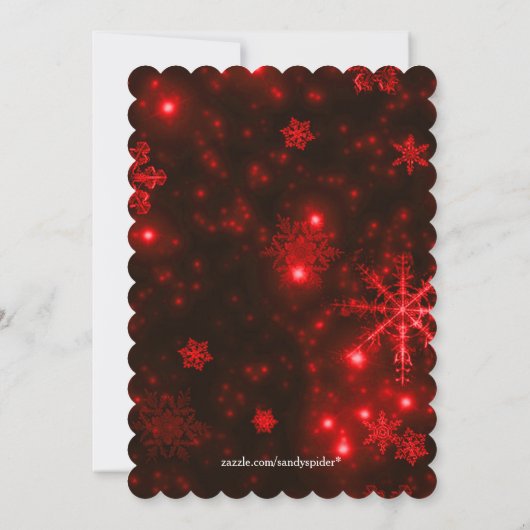 フェリスフィエスタススノーフレークと深いレッドフラットカード 招待状 (裏面)