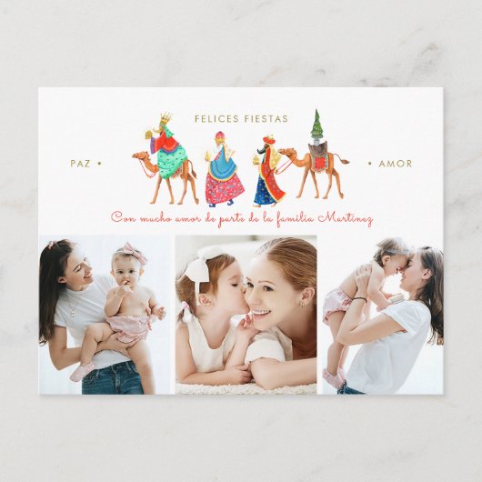 フェリスフィエタス | navidad | tres reyes | 3個のフォート ポストカード (正面)
