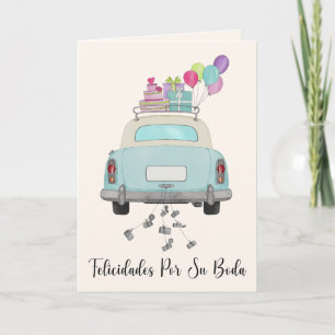 フェリスペインのシダデス結婚式の日ブルーレトロ車 カード