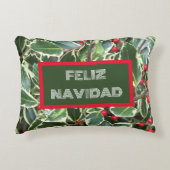 フェリスペインのス・ナヴィダホリー葉とレッドベリー アクセントクッション (正面)