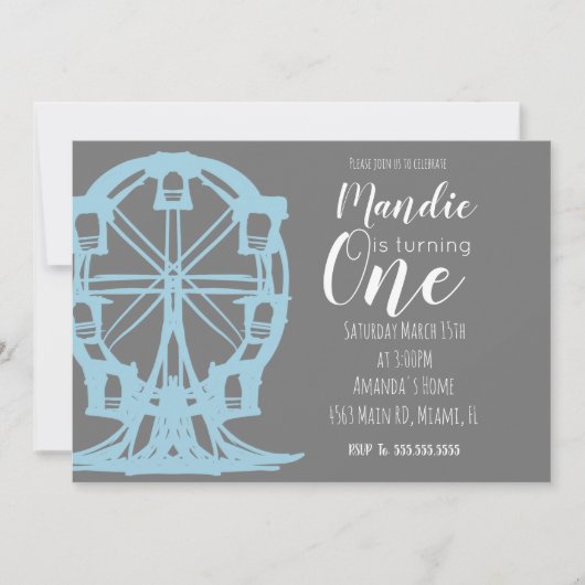 フェリスホイール誕生日ヴィンテージカントリーフェアカーニバル 招待状 (正面)