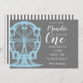 フェリスホイール誕生日ヴィンテージカントリーフェアカーニバル 招待状 (正面/裏面)