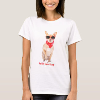 フェリス・ナビドッグ - 楽しいクリスマスの犬のデザイン Tシャツ