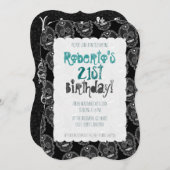 フェリス ムエルトス ブラック＆グレー スイート スカル 招待状 (正面/裏面)