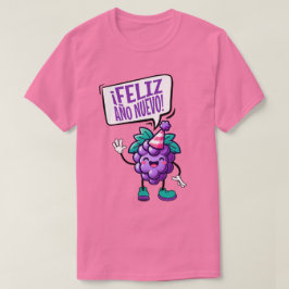 フェリズアニョヌエボスペインのウヴァスハッピーニューイヤーピンク Tシャツ