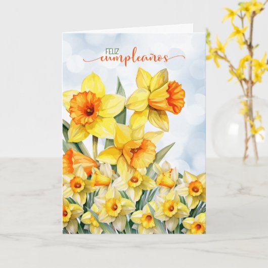 フェリズクスペインのムプレアノスダフォディル誕生日 カード (黄色い花)