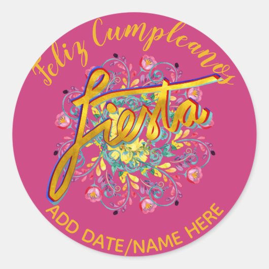 フェリズクムプレアノスフェスタフォーク花パーソナライズされた類 ラウンドシール (正面)