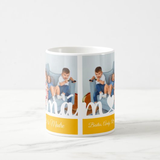 フェリズディアデラマドレママ写真ムグ コーヒーマグカップ (中央)