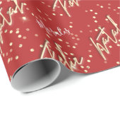 フェリズナタルゴールデンスクリプト名前をカスタムするレッドギフト ラッピングペーパー (ロールコーナー)