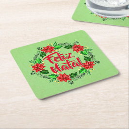 フェリズナタルポルトガル人メリークリスマス スクエアペーパーコースター
