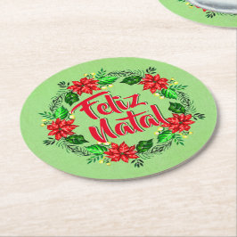 フェリズナタルポルトガル人メリークリスマス ラウンドペーパーコースター