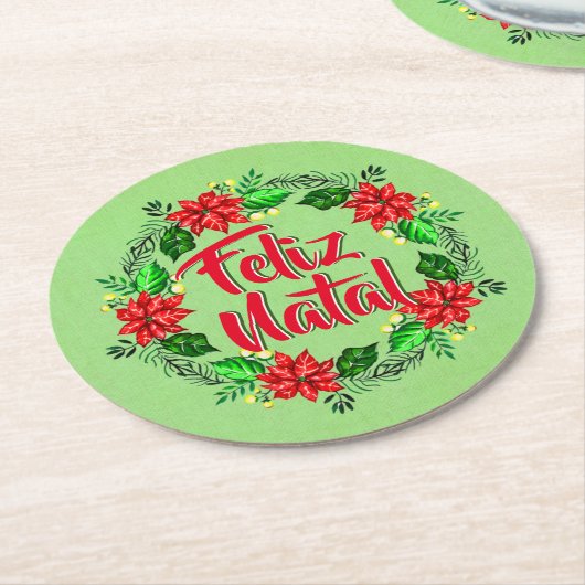 フェリズナタルポルトガル人メリークリスマス ラウンドペーパーコースター (アングル)