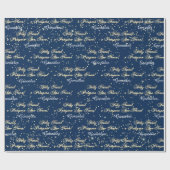 フェリズナタルeプロスペロAno Novo名前ブルーネイビー ラッピングペーパー (フラット)