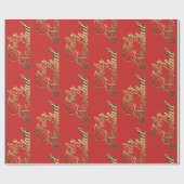 フェリズナビダッスペインのクスマスレッドと金ゴールド ラッピングペーパー (フラット)