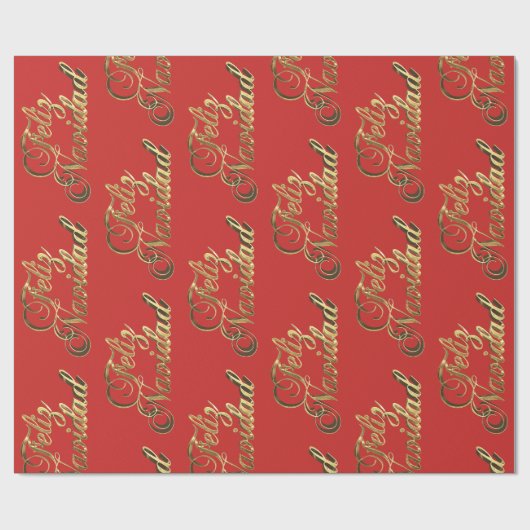 フェリズナビダッスペインのクスマスレッドと金ゴールド ラッピングペーパー (フラット)