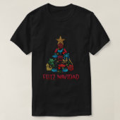 フェリズナビダッドプエルトリカクリスマスツリーおもしろいXm Tシャツ (デザイン正面)