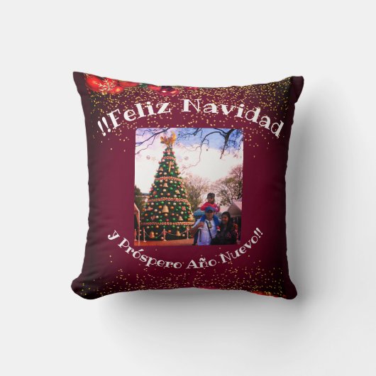 フェリズナビダッドモダングリッターレタリングクリスマス クッション (正面)