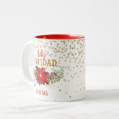 フェリズナビダッド金ゴールドグリッターポインセチア ツートーンマグカップ (正面左)