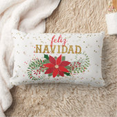 フェリズナビダッド金ゴールドグリッターポインセチア ランバークッション (ブランケット)