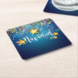 フェリズナビダッド金ゴールドスターズクリスマス スクエアペーパーコースター