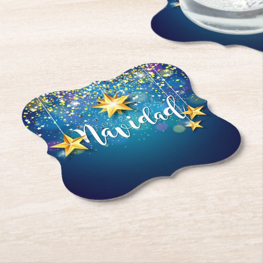 フェリズナビダッド金ゴールドスターズクリスマス ペーパーコースター (アングル)