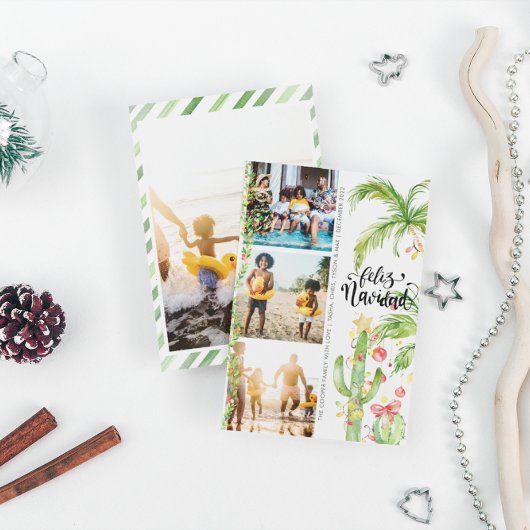 フェリズナビダッド |サボテンのクリスマスフォトコラージュ シーズンカード