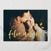 フェリズナビダッド モダン| 2枚のスペインの写真クリスマス 箔シーズンカード (正面)