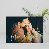 フェリズナビダッド モダン| 2枚のスペインの写真クリスマス 箔シーズンカード (立ち正面)