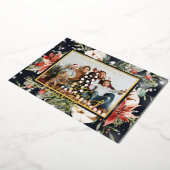 フェリズナビダッド |水色ポインセチア写真カード 箔シーズンカード (回転した状態)