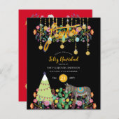 フェリズナビダファイエスタ招待状フォークフラワーズブルロ (正面/裏面)