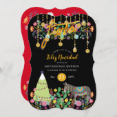 フェリズナビダファイエスタ招待状フォークフラワーズブルロ 招待状 (正面/裏面)