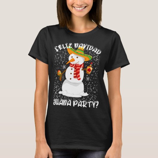 フェリズナビダファナメキシカンクリスマス雪だるま Tシャツ (正面)