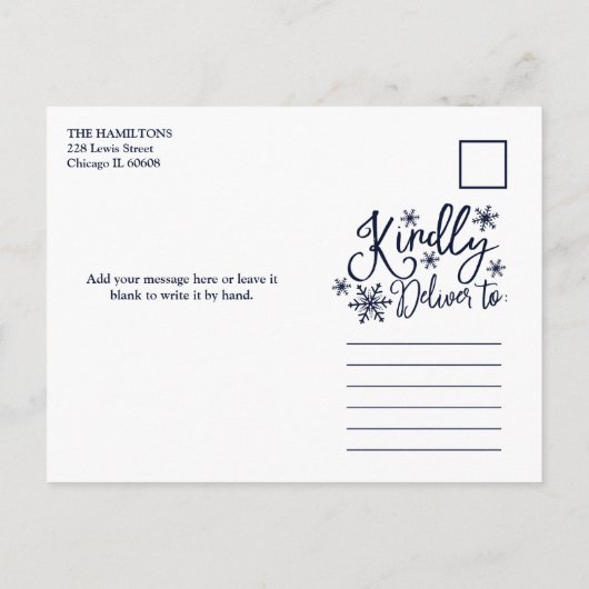 フェリズナビダースノーフレッ素朴ク3枚の写真クリスマス ポストカード (裏面)