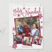フェリズナビダースノーフレッ素朴ク4枚の写真クリスマス 招待状 (正面)