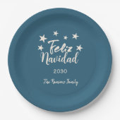 フェリズナビダードクモダンリスマスファミリーホリデー ペーパープレート (正面)