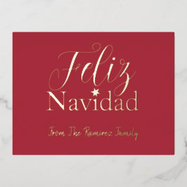 フェリズナビダードクモダンリスマスファミリーホリデー 箔シーズンポストカード