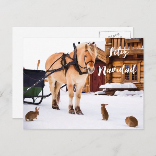 フェリズナビダードクリスマスカントリー小雪の動物 シーズンポストカード (正面/裏面)